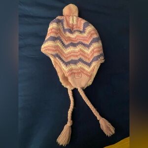 Pink and Purple Knit Pom-Pom Hat